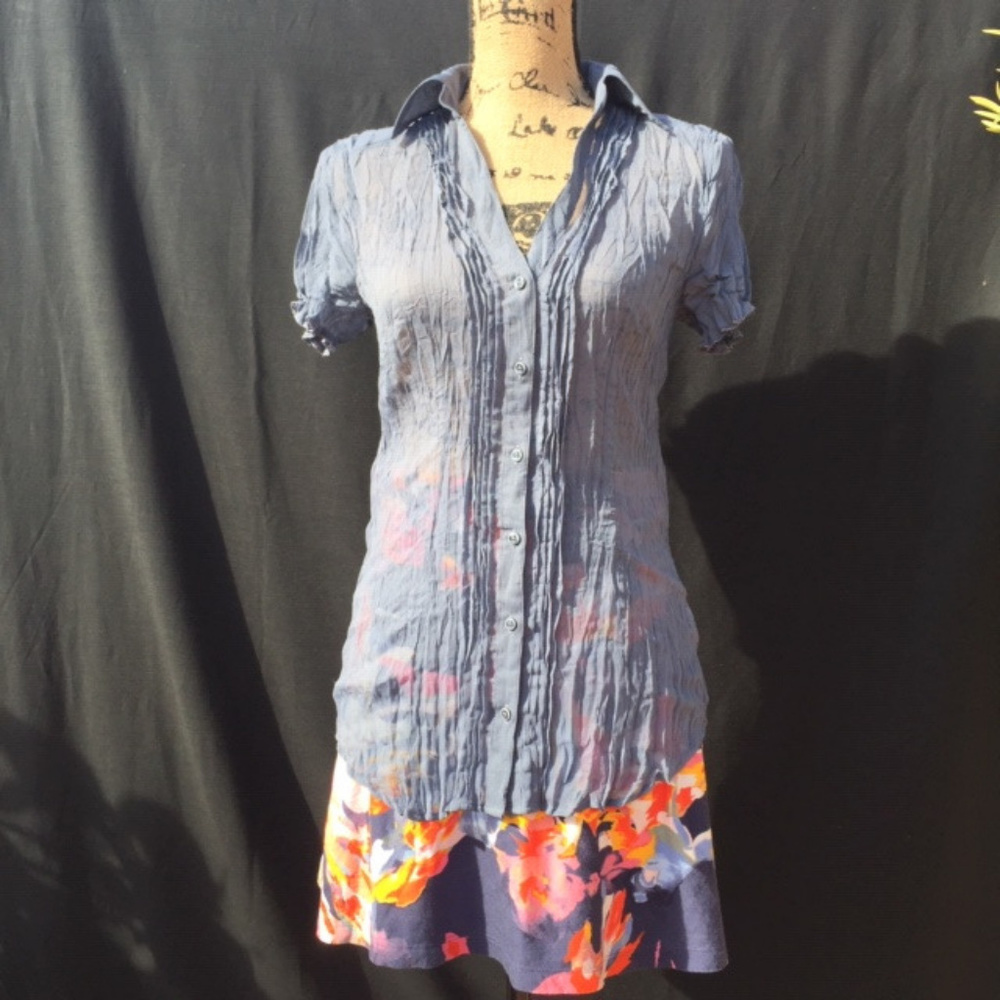 Esprit sheer and crinkle fabric blouse